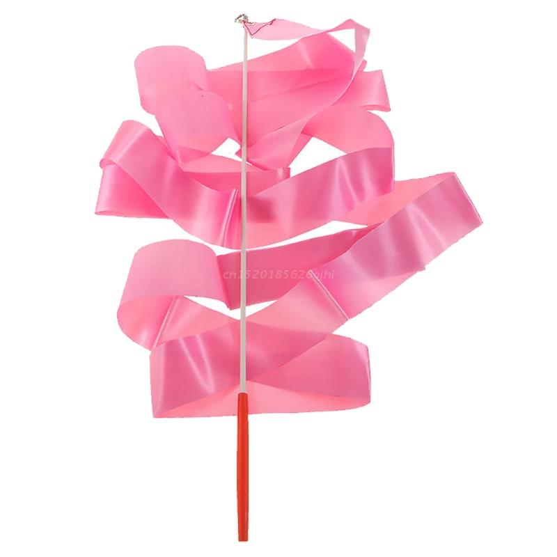 Ruban sur un bâton pour danse, avec ficelle réglable, jouets colorés pour filles, fournitures de fête, article 87HF, 4M: Pink