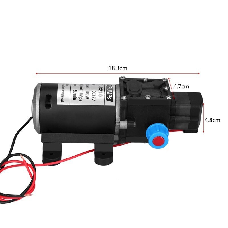 AL21 -12V 100W High Pressure Self Priming Water Pump 160Psi 8Lpm Caravan Camping Boat
