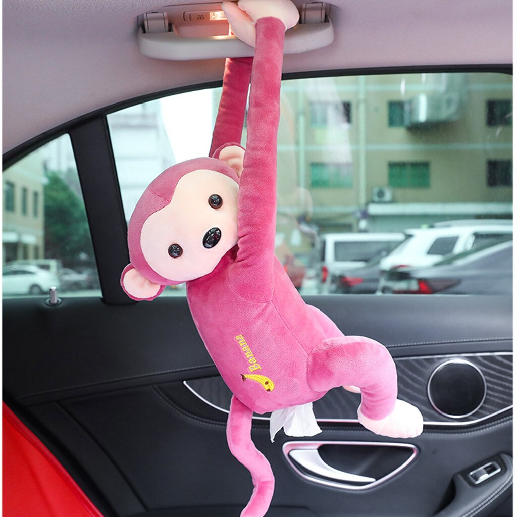 Tissue Box Cartoon Monkey Paper Napkin Tissue Boxes For Car Bathroom Hanging Style Napkin Paper Box Organization 20#27