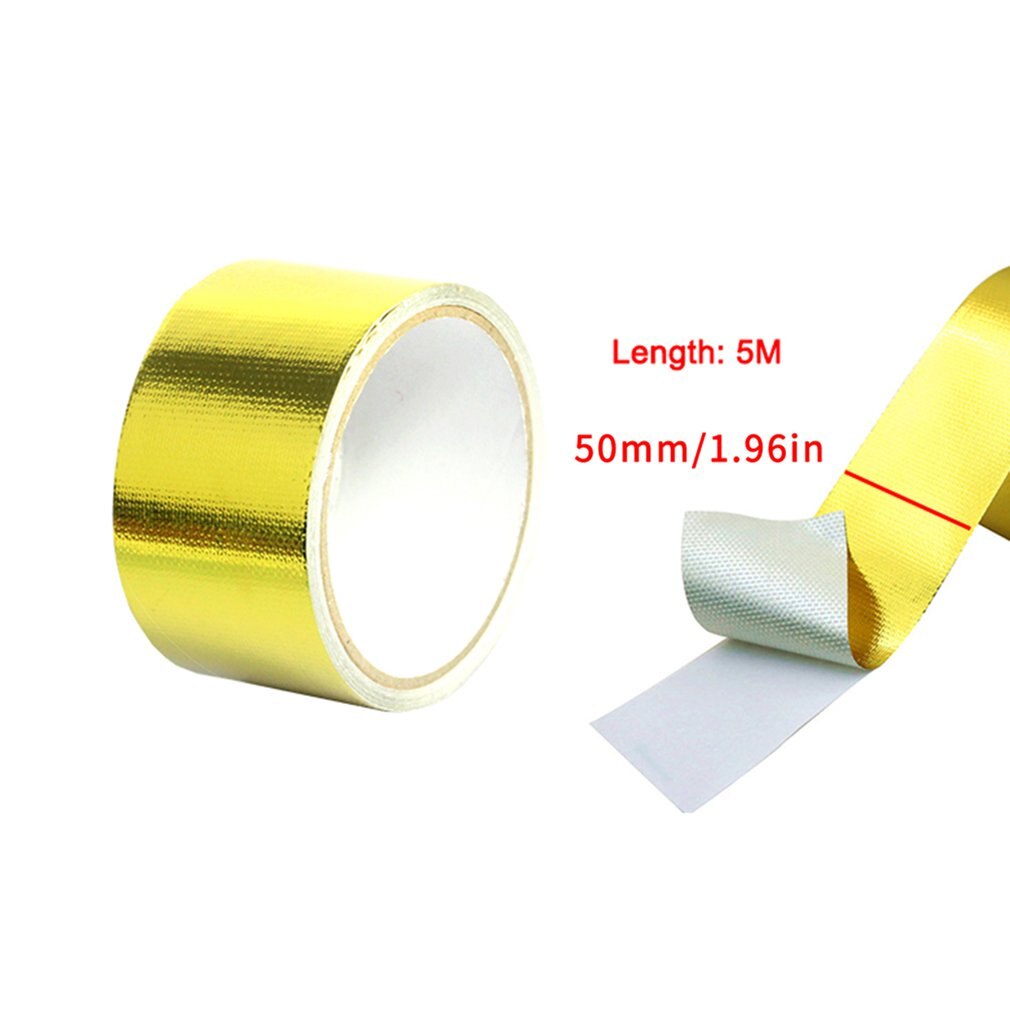 Universial Golden Aluminiumfolie Tape 5 Meter Warmte-isolatie Aluminiumfolie Voor Auto Motor Inlaattraject Turbine