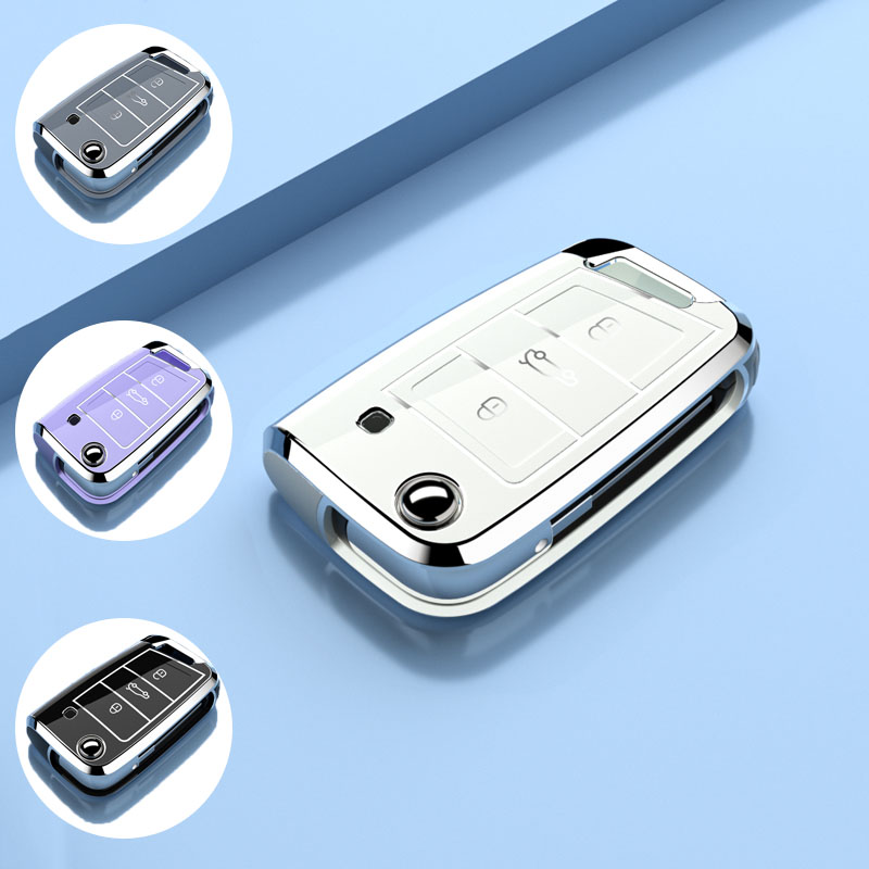 la moda placcatura d'argento edg macchina chiave Astuccio coperchio per VW Volkswagen golf 7 MK7 Tiguan MK2 Skoda Octavia Kodiaq Karoq posto a sedere Ateca Leon