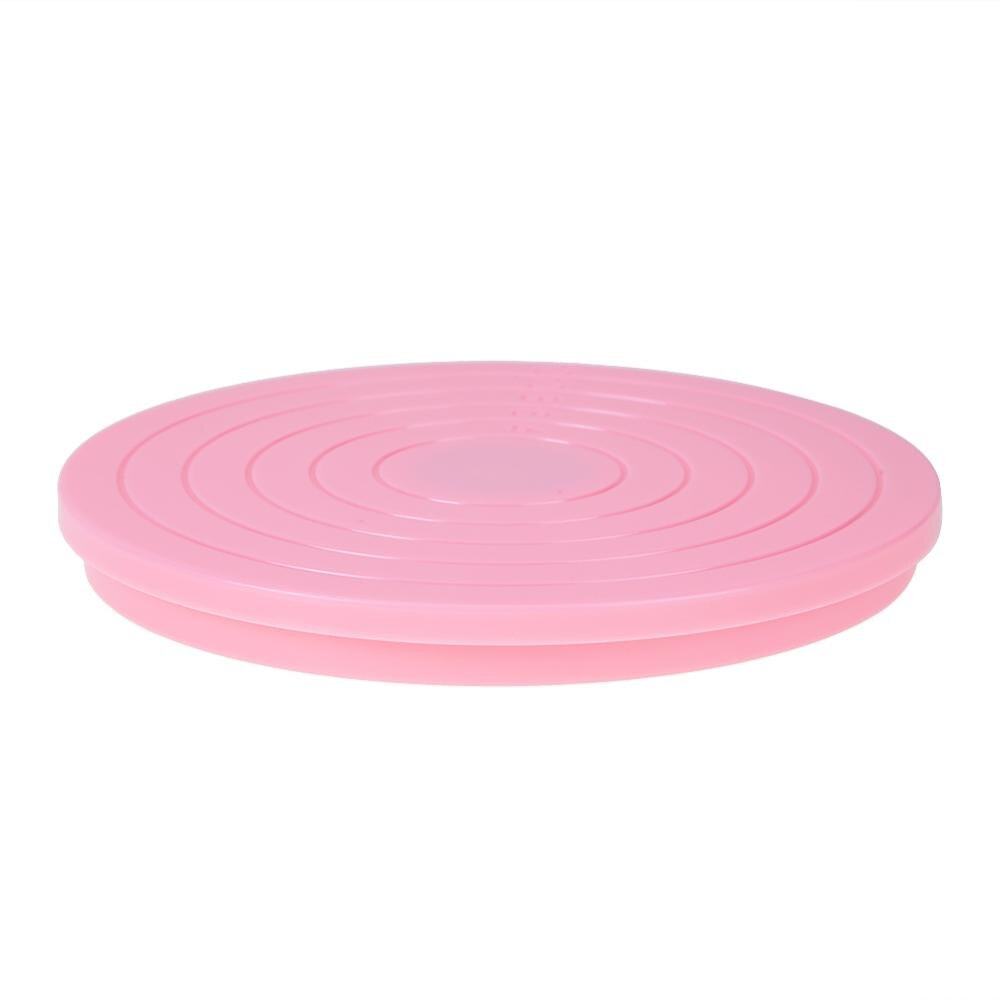 Rotating Cake Stand Craft Turntable Set Platform Cupcake Rotating Plate Revolving Cake Baking Decorating Tools: Pink