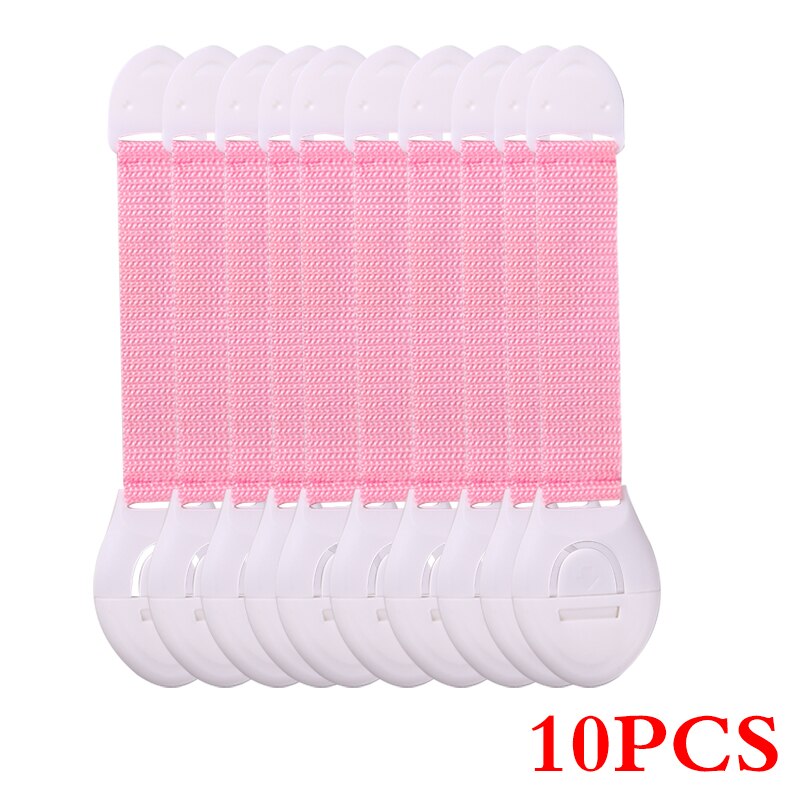 10 unids/lote de cerradura para niños, protección de bloqueo, puertas de seguridad para niños, cierre de seguridad de plástico: 10PCSPink