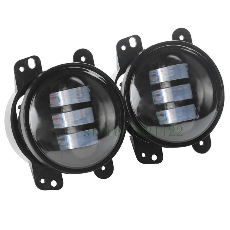 2PCS 4Inch Round Led Fog Lights 30W 6000K White Halo Ring DRL Off Road Fog Lamps For Jeep Wrangler JK TJ LJ Dodge Journey: no halo