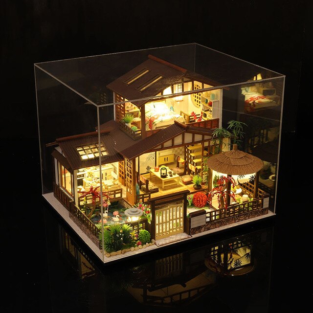 Kit Casa Miniatura Para Construir – Maqueta Villa Con LED, Manualidades Adultos Y Niños | Tamaño 9.5x14.2x9.5 Cm