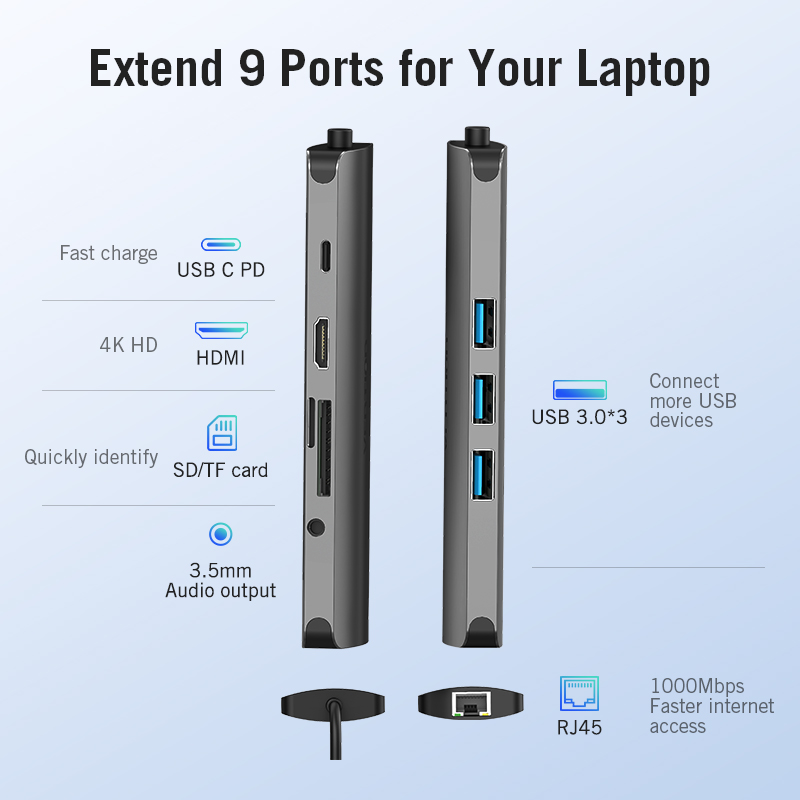 Ventie Thunderbolt 3 Dock Usb Hub Type C Naar Hdmi USB3.0 RJ45 Adapter Voor Macbook Samsung Dex S8/S9 huawei P30 Pro Usb C Adapter