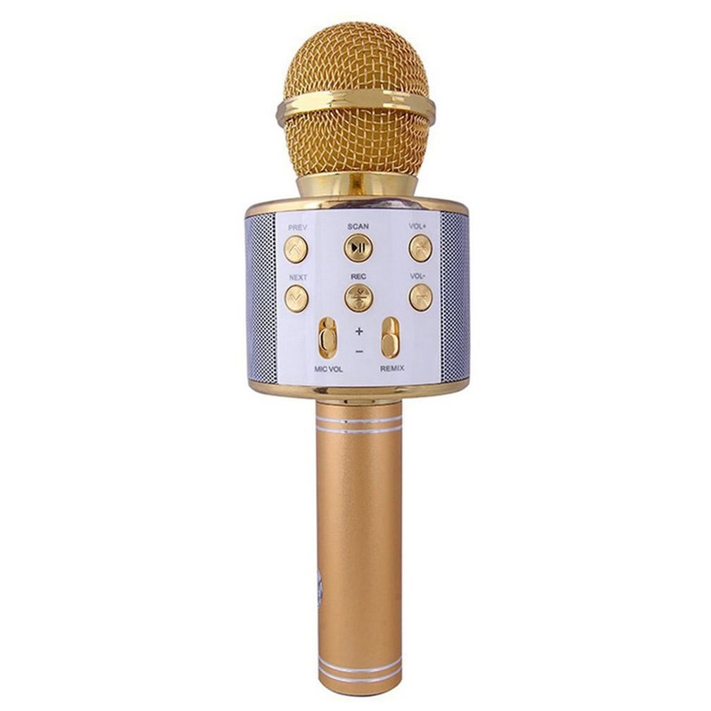 Wireless Microphone Condenser Karaoke Mic Stand Radio Mikrofon Studio Recording Studio Mic Machine: Gold