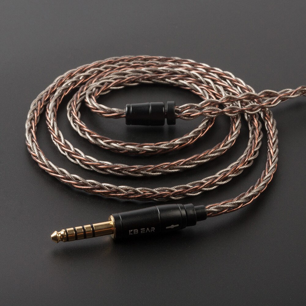 KBEAR Rhyme 8 core UPOCC single crystal copper cable 2pin/MMCX/QDC/TFZ with 2.5/3.5/4.4 connector Earphone cable KBEAR KS2