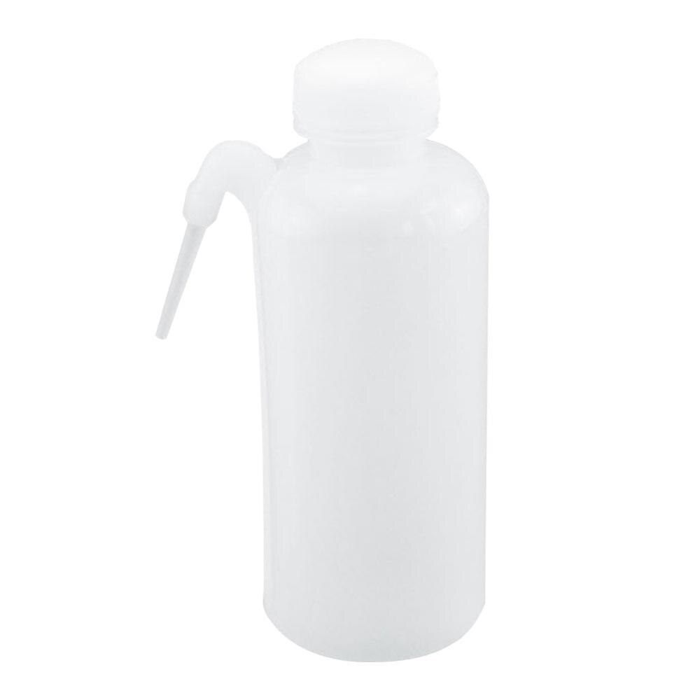 Suministros de laboratorio botella de lavado de plástico económico botella de limpieza de codo blanco específico