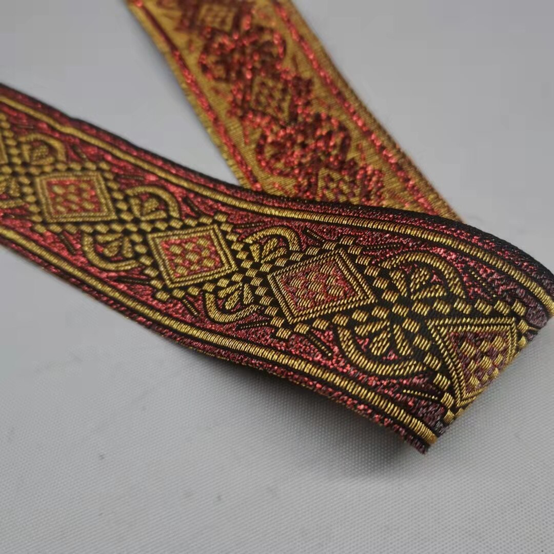 Big Jacquard Shimmer Woven Ribbon Stripe Ethnic Belt 9 Yards Dog Webbing DIY Trim