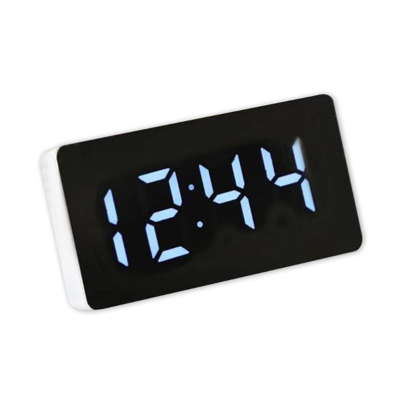 LED Mirror Clock Electronic Alarm Clock with Time/Calendar/Temperature Alarm X6HA: White