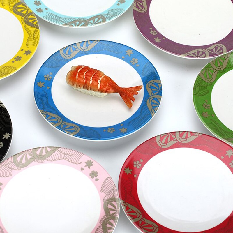 Sushi tallerkener matbrett rund tallerken restaurant mat servering servise slitesterk sashimi snack tilbehør japansk buffet tallerken 8 stk