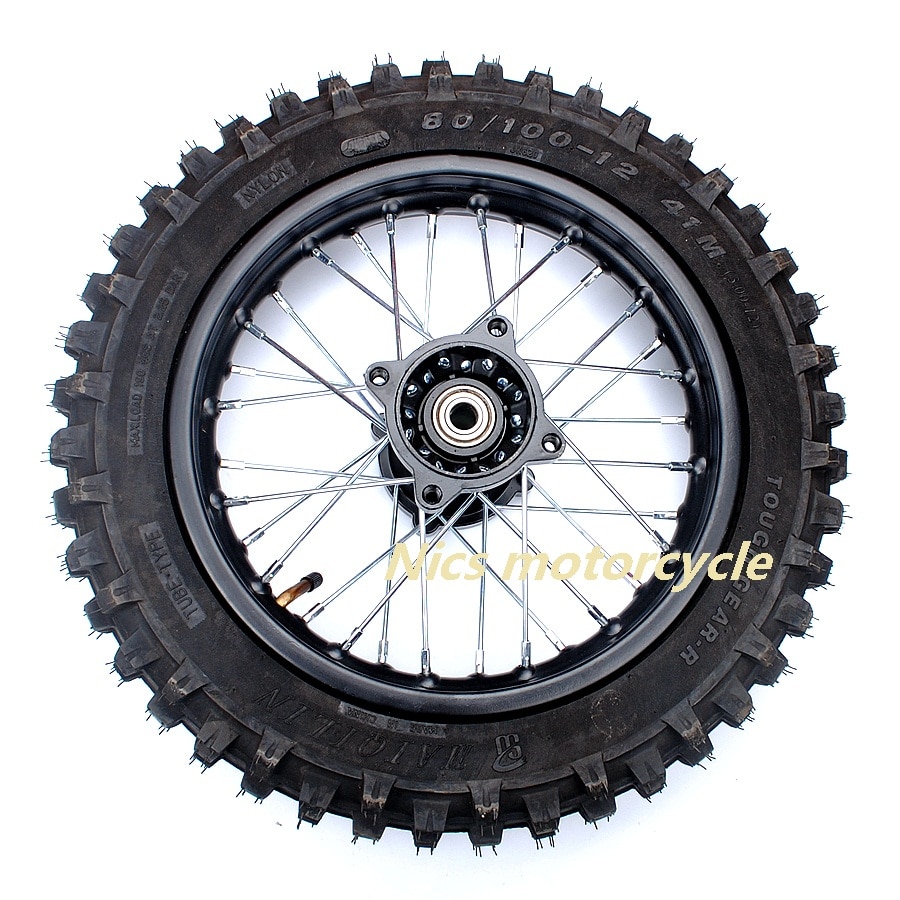 Däck+fälgar 15mm axlar 300-12 80/100- 12 "tums bakhjulsfälg knobbig däck pit pro smutscykel
