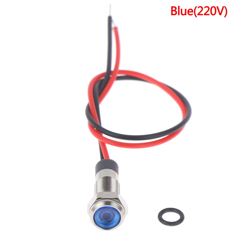 IP67 Waterproof LED Metal Warning Indicator Light 6mm Signal Lamp 3v-6v/12-24V /220v: Blue 220V