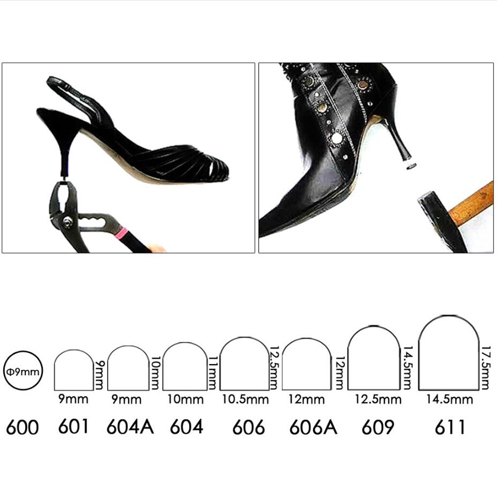 6 piezas, placas de tacón duro para mujer para zapatos de tacón alto, Kits de reparación de reemplazo, accesorios de reparación de zapatos de 9 tamaños