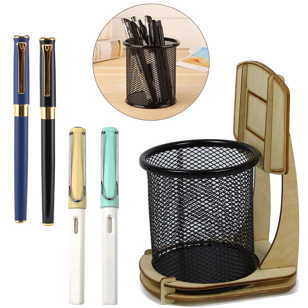 Punch-free Desktop Office Modern Supplies Storage Ornament Metal Mesh Multi Functional Pen Pencil Holder Material Model Number