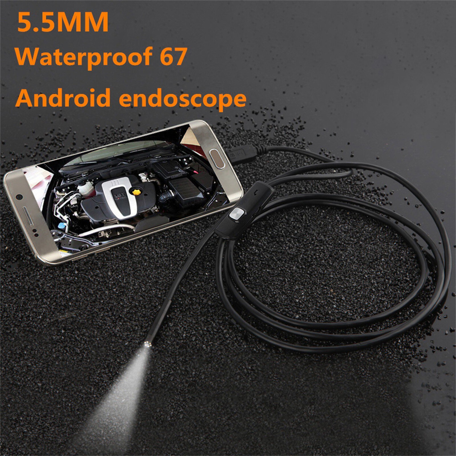 5.5mm Endoscope Camera IP67 Waterprof OTG & micro USB Inspection Borescope Camera Android USB/windows Endoscope Inspection: A