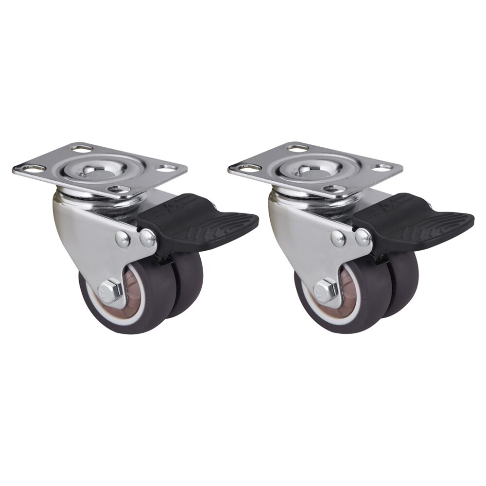 4 Pack Swivel Caster Wheels Heavy Duty Caster Wheels With Top Plate No Noise Wheels For Carts Workbench (2 inch with brake): 2Pcs with brake
