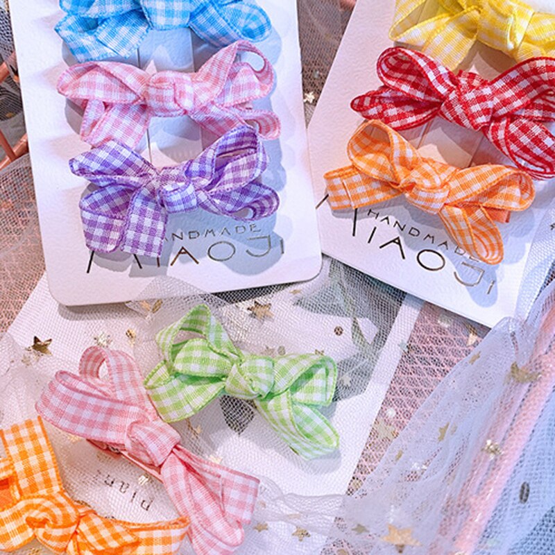 3 Stks/set Leuke Strikken Baby Haar Clips Snoep Kleur Kinderen Meisje Haarspelden Lattice Kids Haarspeldjes Baby Haar Accessoires Voor Meisjes