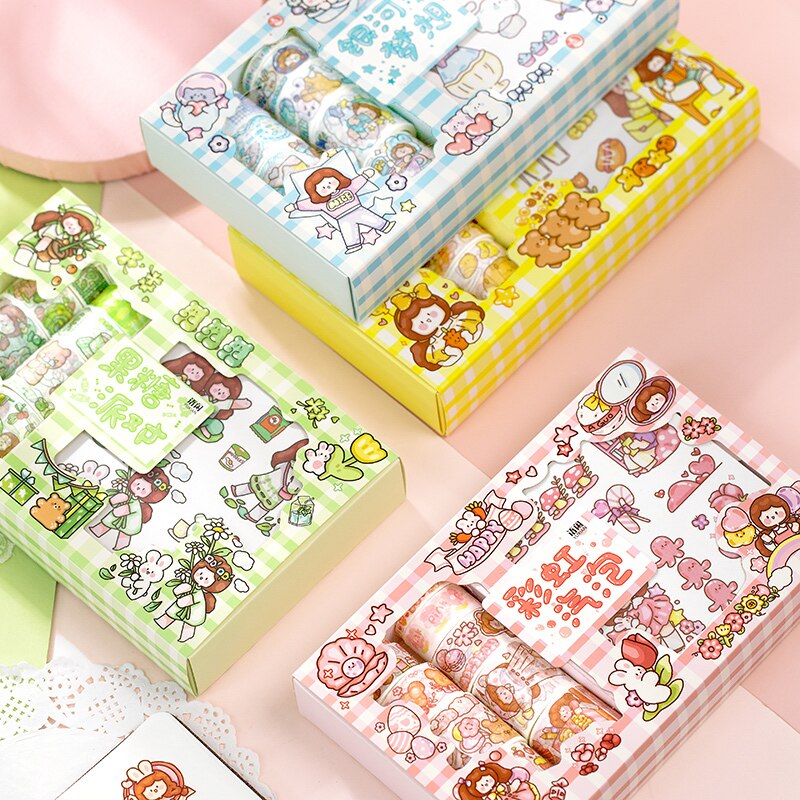 Cinta adhesiva decorativa para álbum de recortes, conjunto de cintas Washi de la serie de cuaderno, para manualidades, 20 unids/caja