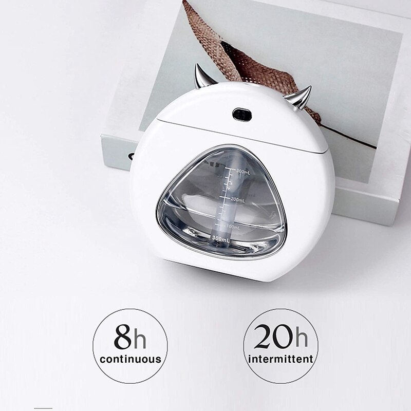 Humidificador de USB de oficina de coche DC5V 1A 2W diablo humidificador con luz nocturna máquina de aromaterapia de aire tres en uno