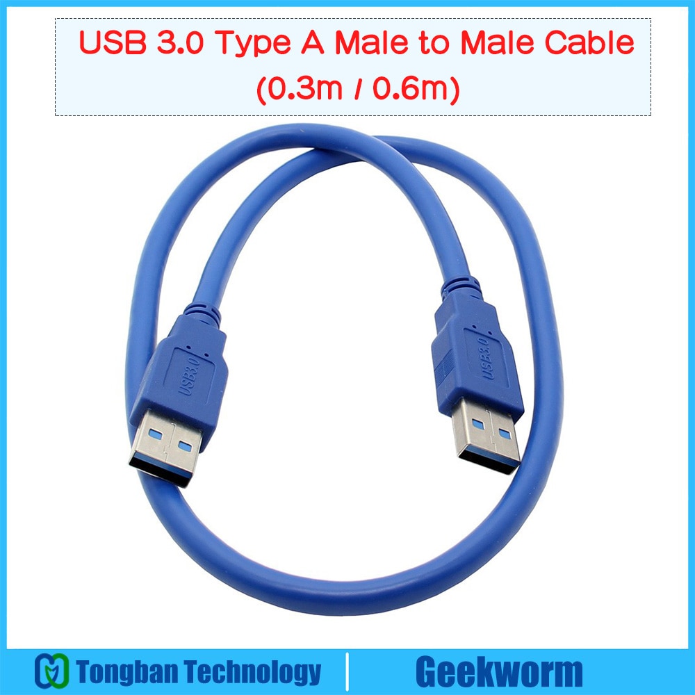 Cable macho USB 3,0 tipo A de macho A tipo A, Cable de extensión doble USB3, Cable DE TRANSFERENCIA DE DATOS USB 3,0 de velocidad rápida (0,3 M/0,6 M)