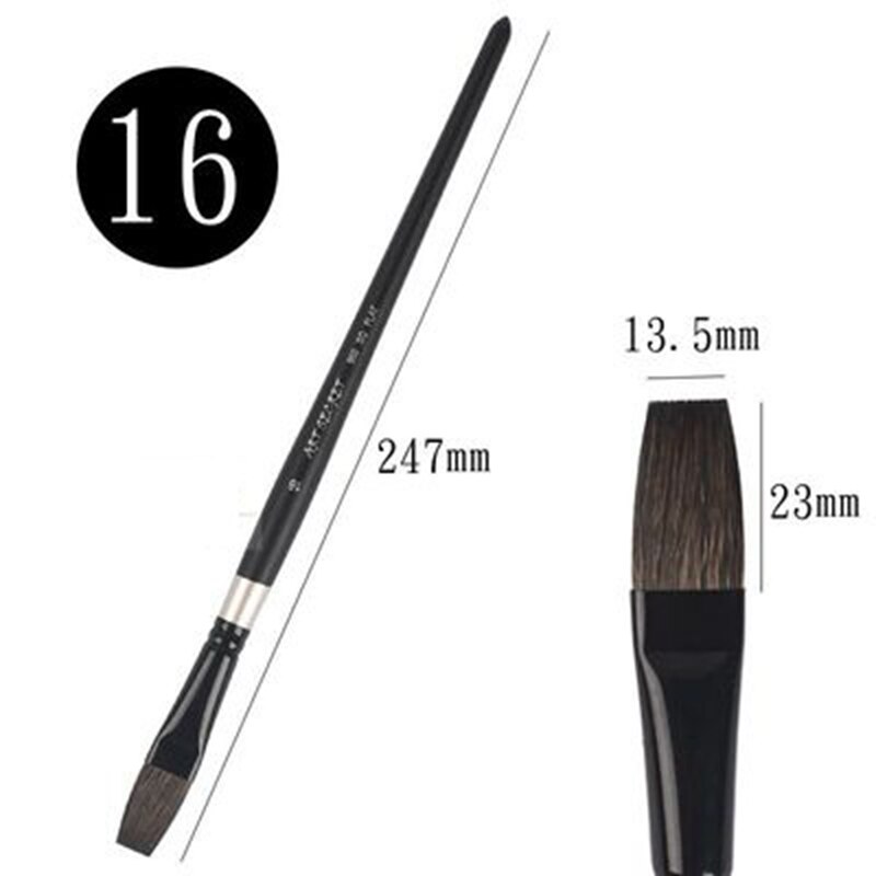 Platte eekhoornhaar aquarelverf penselen schilderpenseel voor aquarel, gouache, acrylverf kunstbenodigdheden: Vlak 16