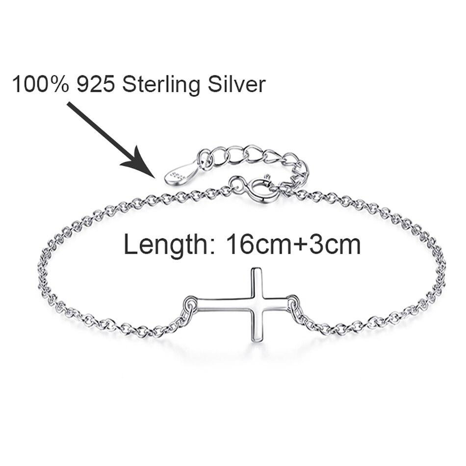 ELESHE Luxury Faith Christian Cross Charm bracciali braccialetti per donna bracciale in argento Sterling 925 gioielli per amicizia Femme