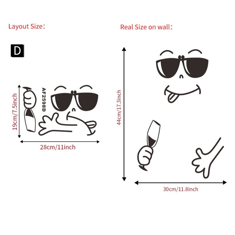 Cute Wall Stickers Happy Delicious Face Sticker Smiley Face Fridge Wall Window Mirror Fridge Stickers