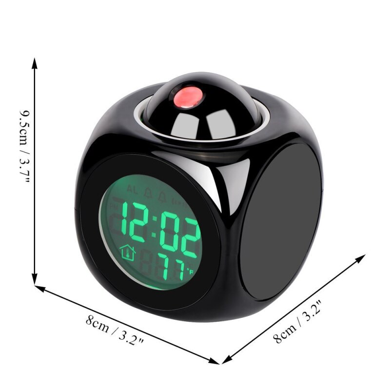 Hem projicerande väckarklocka stor display tid datum temperatur projektor digital färgglad bakgrundsbelysning bord klocka väder lcd