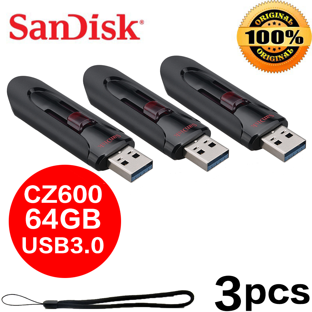 Sandisk CZ600 Usb 3.0 Flash Pen Drive 256Gb 128Gb 64Gb 32Gb 16Gb Usb Flash Drive sandisk Pendriv Voor Snelheid Kopie Op De Computer: 64GB-3PCS