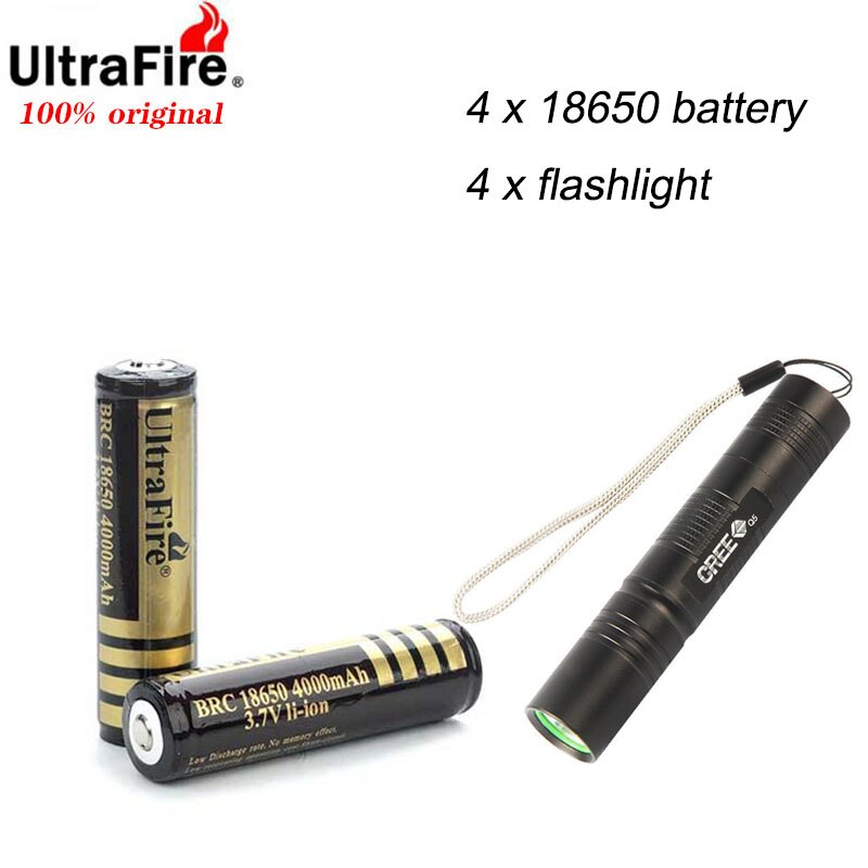 2/4/6 stk / lot 18650 batterier 18650 4000 mah 3.7v pcb beskyttede genopladelige li-ion-batterier: 4 stykker pr. sæt