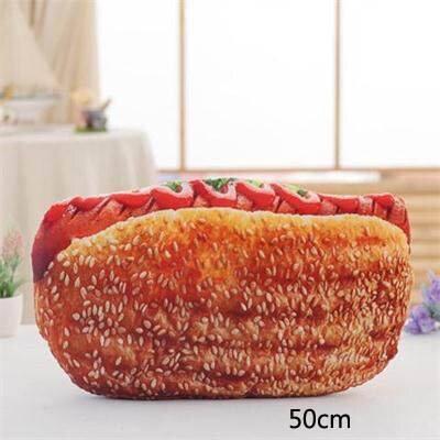 3d simulation mad pude rygpude sjov smør kiks brød hamburger tegneserie plys legetøj sofa stol pude siesta pude: Sesamskinke 50cm