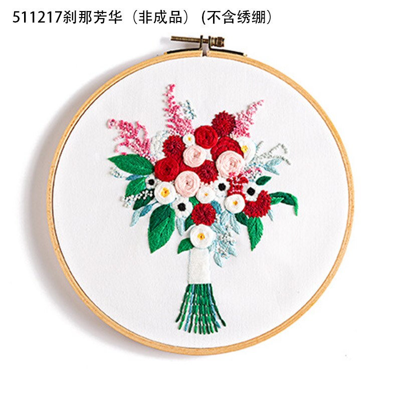 Gör-det-själv broderi kit blombukett mönster hantverk korsstygn material paket set dekor broderi båge sytillbehör: 511217