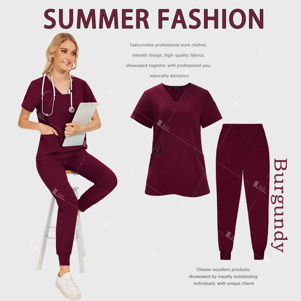 Uniformes quirúrgicos para mujer, conjunto exfoliante médico para enfermera, salón de belleza, ropa de trabajo, top, pantalones, Spa, médico, traje clínico de enfermería: M / Oro