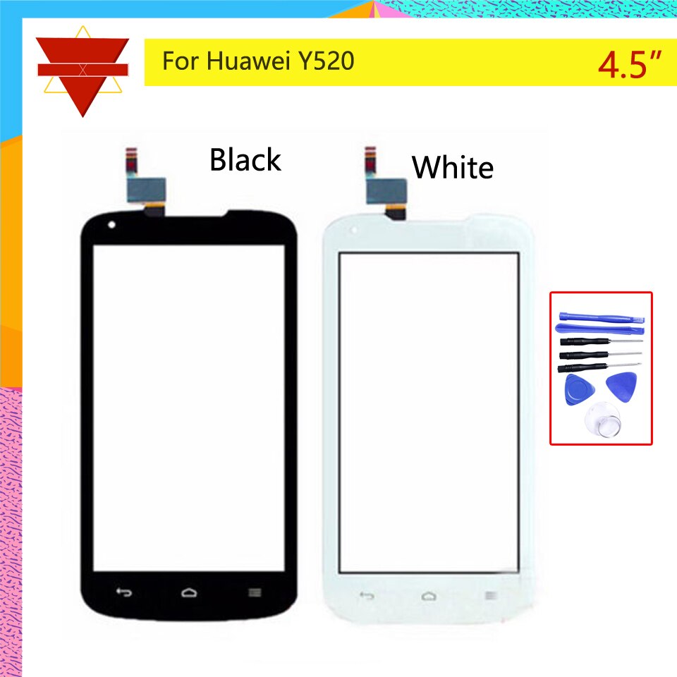 Écran tactile 4.5 pouces pour Huawei Y520, panneau de capteur de lentille en verre, pièces de rechange noir et blanc