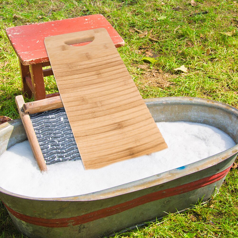 Wooden Washboard Old-fashioned Laundry Washboard Antislip Shirts Cleaning Washboard