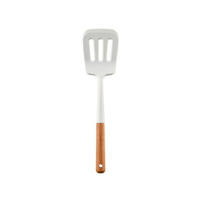White Silicone Kitchenware 1Pcs non stick cooking pot Kitchen Cookware Spatula Egg Beaters Shovel Soup Spoon kitchen gadget: White  Leak Shovel