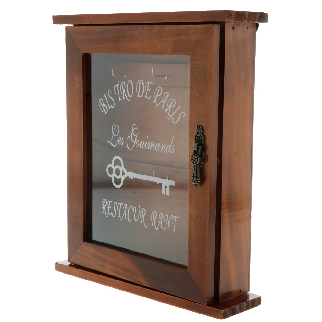 Wandmontage Houten Sleutel Kast Met 6 Haken Voor Eenvoudige Collection, 21x6x25cm