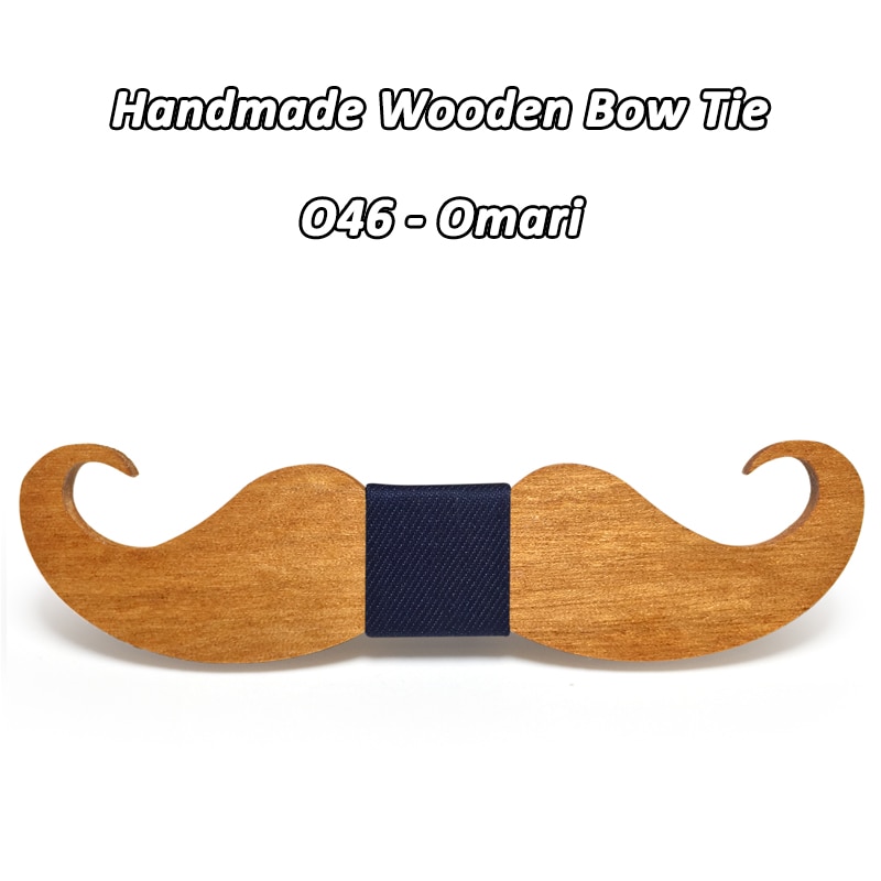 Mahoosive – Nœud papillon moustache en bois, pour hommes, accessoire masculin, fabrication artisanale, nouveauté, ,: O46