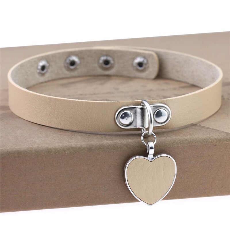 Heart Pendant PU Leather Choker Necklace Girls Punk Statement Jewelry Wedding Party Jewelry Accessories: 9