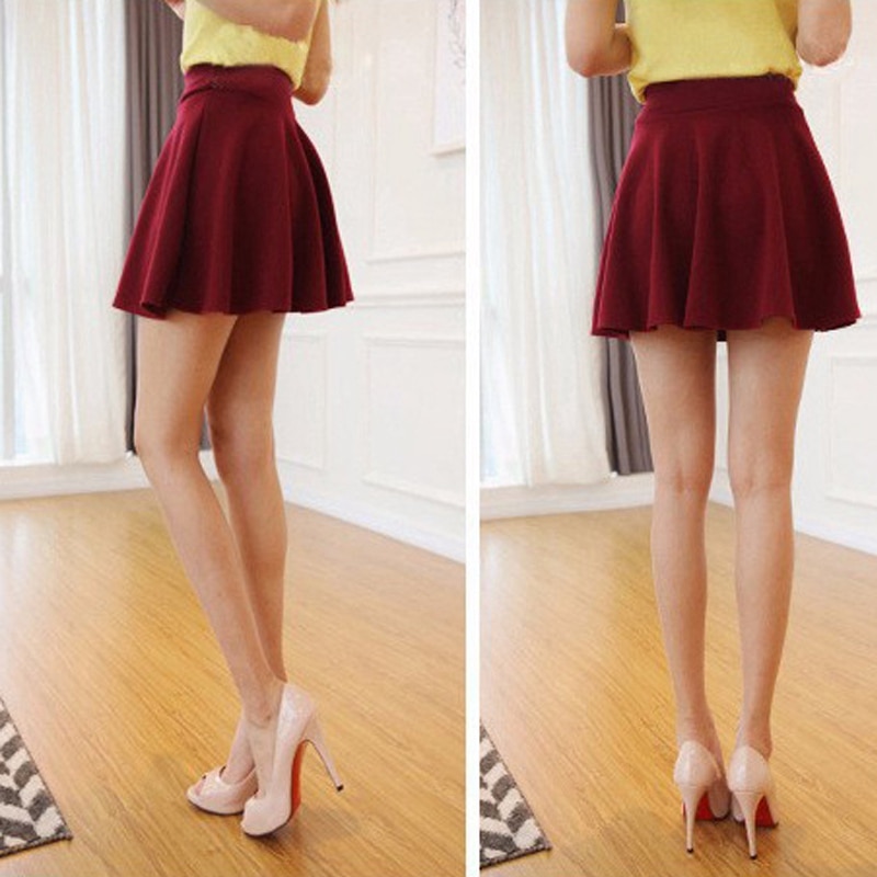 Falda con textura de cintura elástica negra, faldas acampanadas de corte A, falda minimalista corta de cintura alta de otoño para mujer, nueva ropa de talla vintage