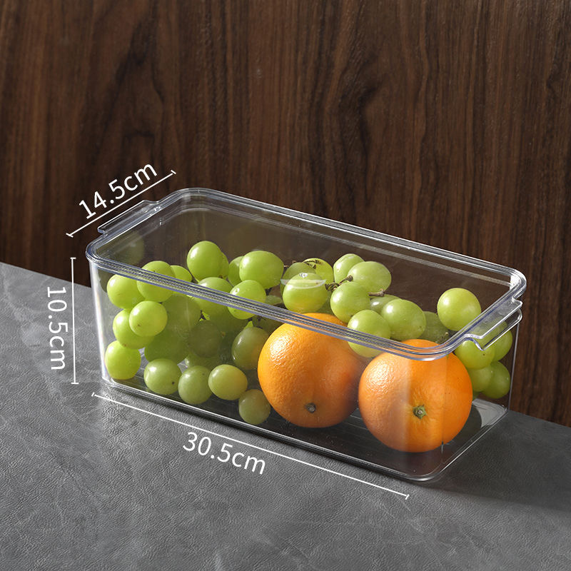 Organizador de frigorífico empilhável, caixas com tampas, recipientes transparentes para armazenamento de fruta, congelador, despensa, cozinha organizador frigorifico organizadores de gelaladeira: Preto