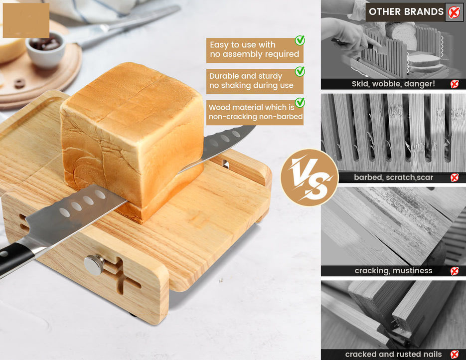 Hjemmelavet brødskærer til køkkenbord, brødskærer til opbevaring, justerbar bagelskærer