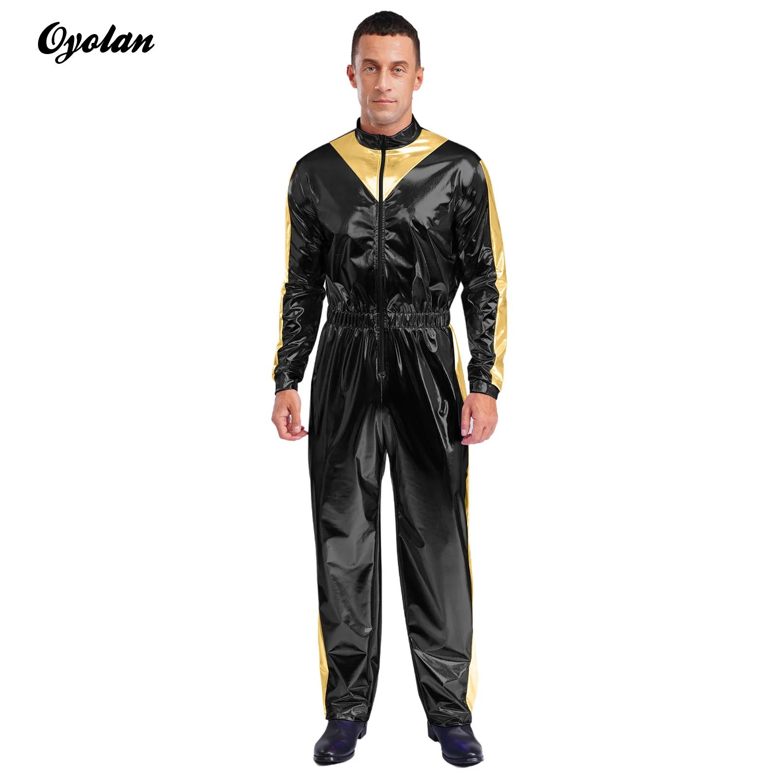 Herren Sparkly Shiny Astronaut Alien Weltraum Cosplay Kostüm Piloten Uniformen Overall Halloween Karneval Cosplay Kostüm