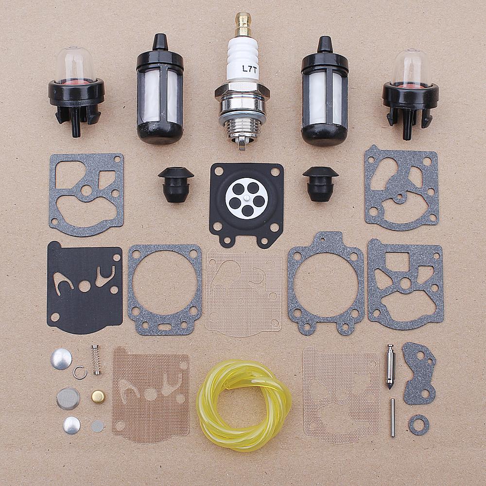 Carburetor Repair Fuel Filter Line Kit For Stihl FS36 FS40 FS44 Trimmer Engines Parts w Primer Bulb Spark Plug