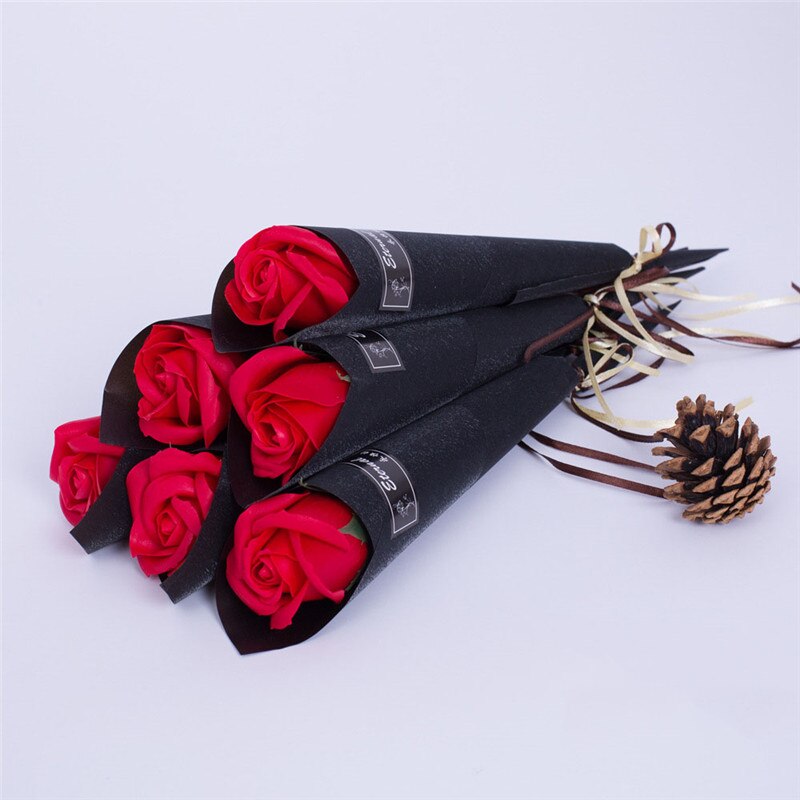 1pc romantiske kunstig såpe rose blomster bukett enkelt nellike for hjemmet bryllup dekor gjør det selv forsyninger valentinsdag: A1