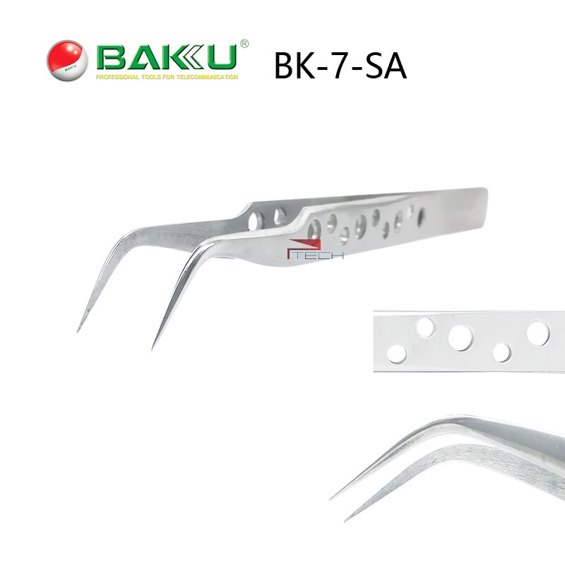 BAKU Precisie Pincet voor iPhone Reparatie Angled Antistatische ESD Pincet Rvs Antislip Hollow-out Handgereedschap