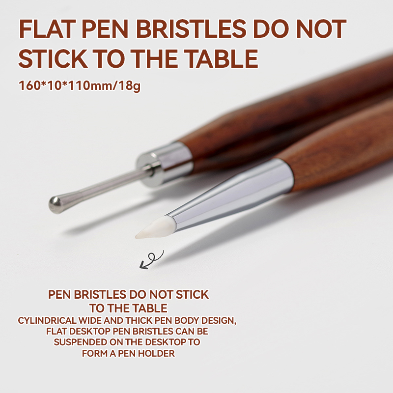 Dual-Ended Nail Art Brush with Silicone Spatula Carving Flower Painting Pen & Nail Gel Mixing Tool Multi-Function Manicure Tools