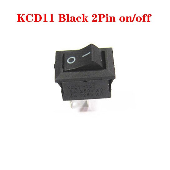 Interruptor de botón 20 piezas para barco, pulsador de encendido y apagado, 10x15mm, k, 2 pines/3 pines, pies curvados, 3A, 250V, KCD11, negro, rojo y blanco: Black 2Pin